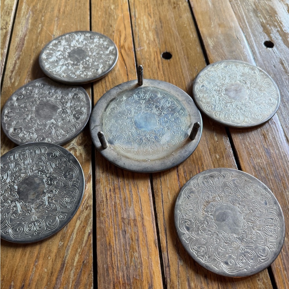 Vintage Silver Coasters Set